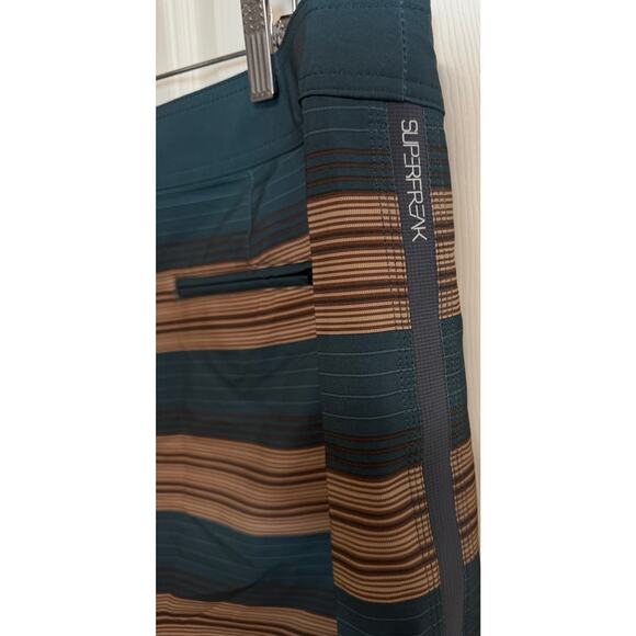 O'neill Men Board Shorts Size 38 Superfreak Stretch Brown Green Stripe New - Picture 8 of 9